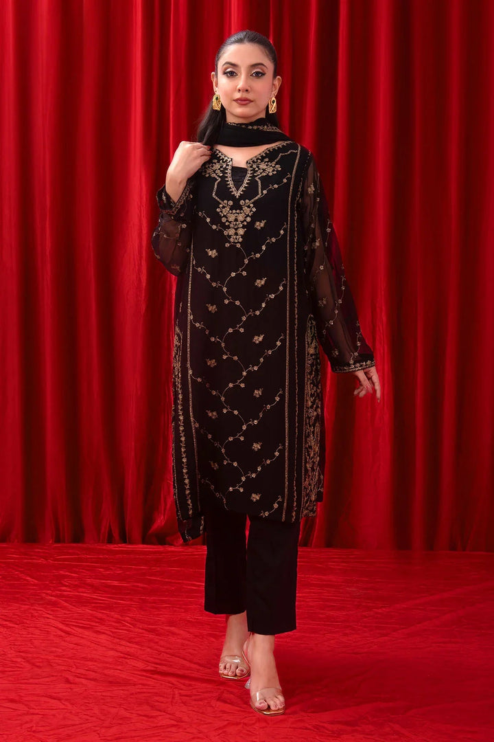 Ochre RTW Embroidered Girls 3 Piece Chiffon  SOF-02 - Summer Collection