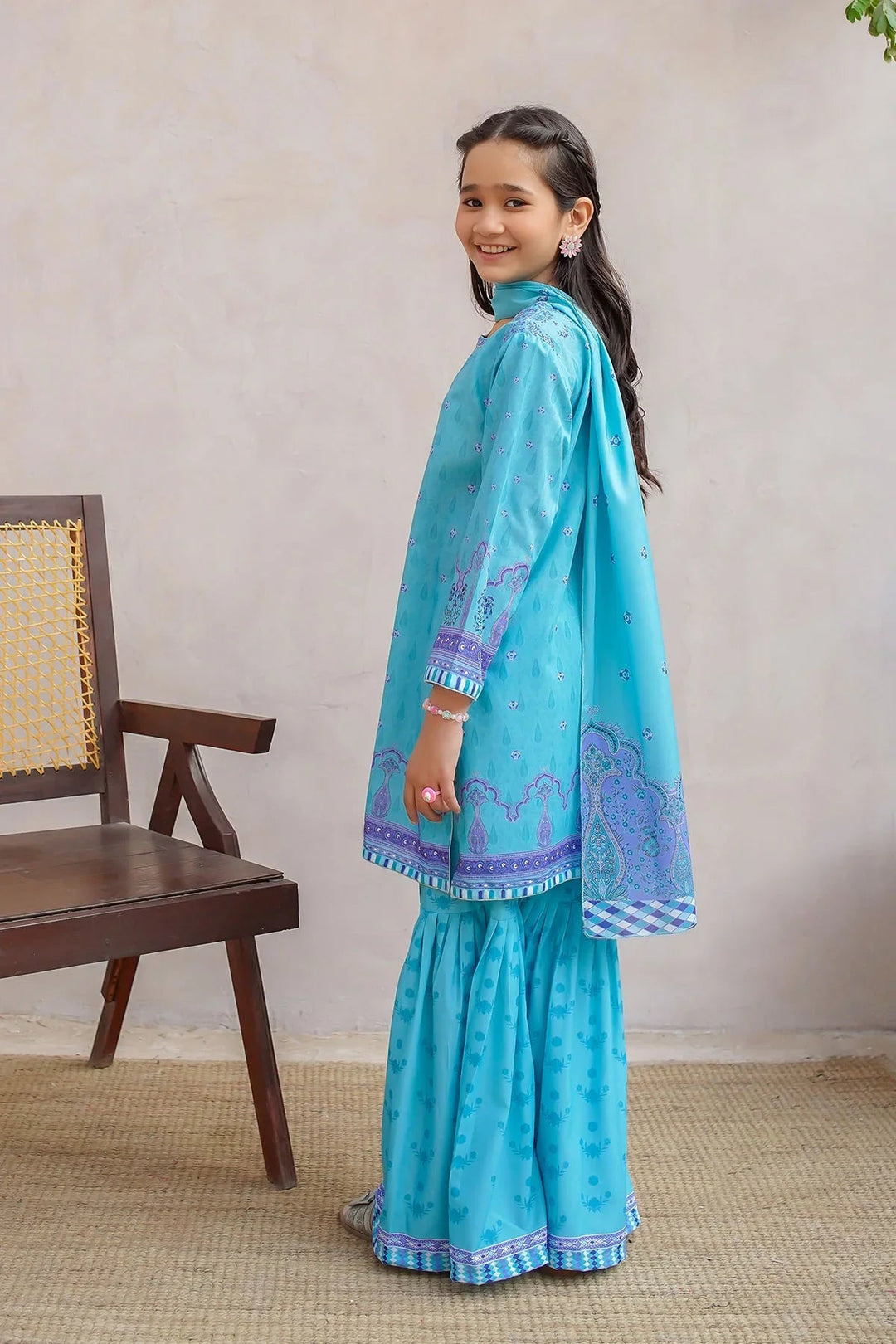 Ochre Girls Pret Printed Swiss Lawn 3 Piece Suit CORF-17 - Summer Collection