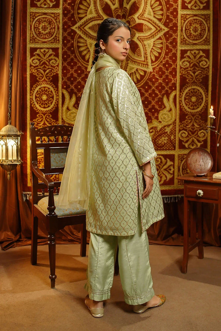 Ochre Girls Pret Embroidered Viscose Jacquard Hand Adda Work 3 Piece Suit EX-17 - Winter Collection