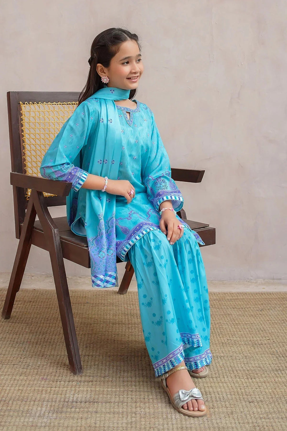 Ochre Girls Pret Printed Swiss Lawn 3 Piece Suit CORF-17 - Summer Collection