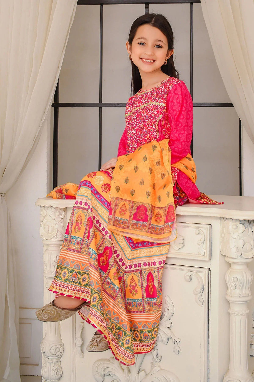 Ochre Girls Pret Printed Swiss Lawn 3 Piece Suit INDP-22 - Summer Collection