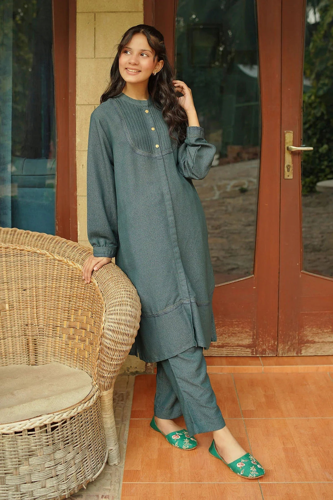 Ochre RTW Solids Girls 2 Piece Cotton Karandi SC-33 - Winter Collection