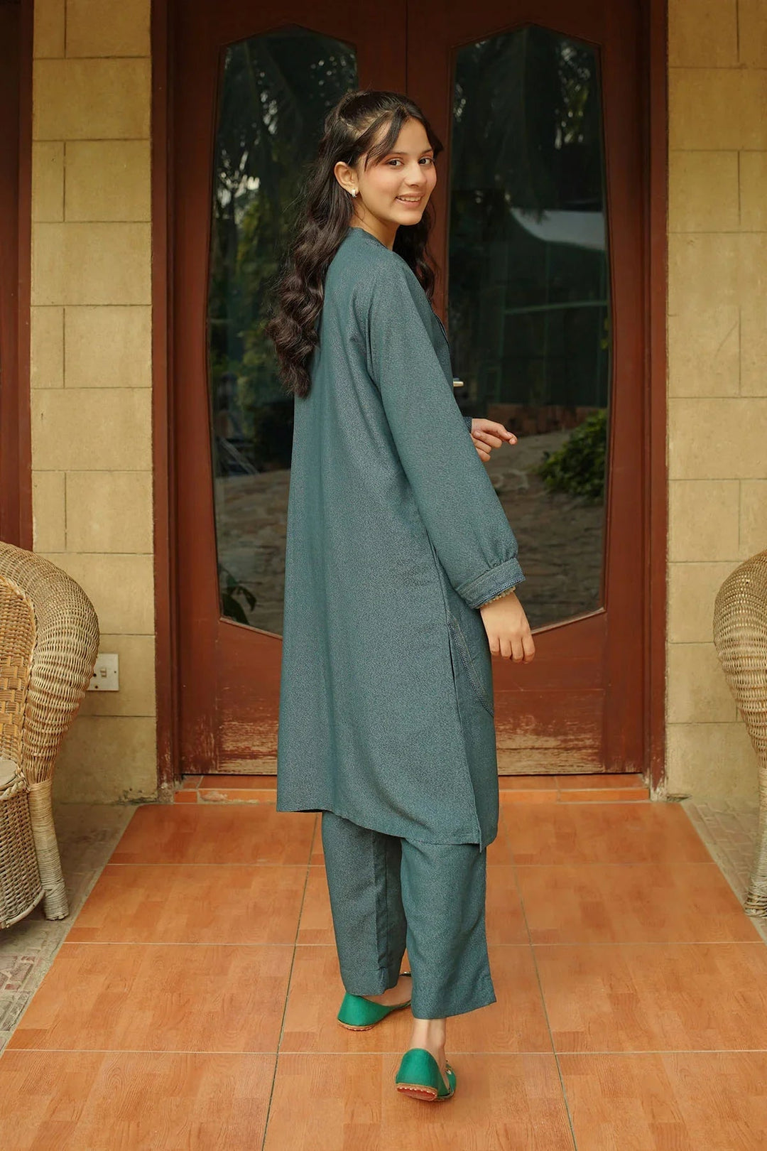 Ochre RTW Solids Girls 2 Piece Cotton Karandi SC-33 - Winter Collection