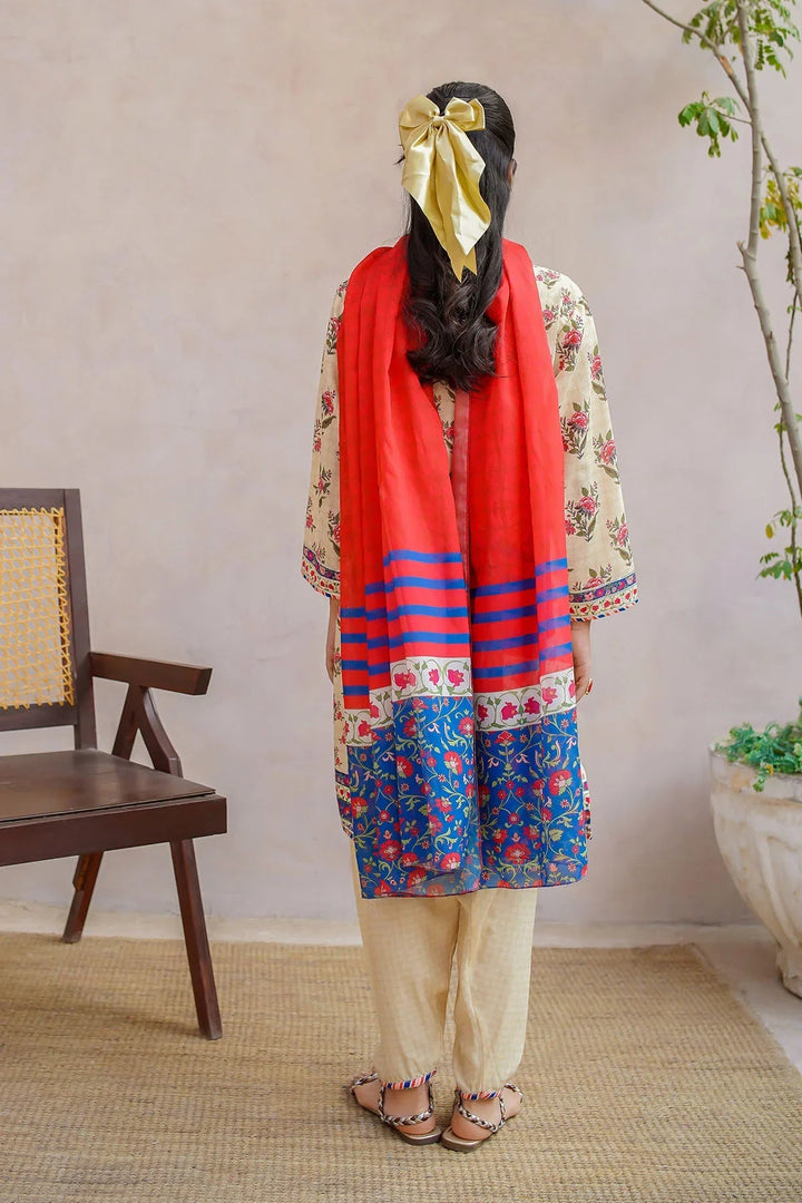 Ochre Girls Pret Printed Swiss Lawn 3 Piece Suit CORF-15 - Summer Collection