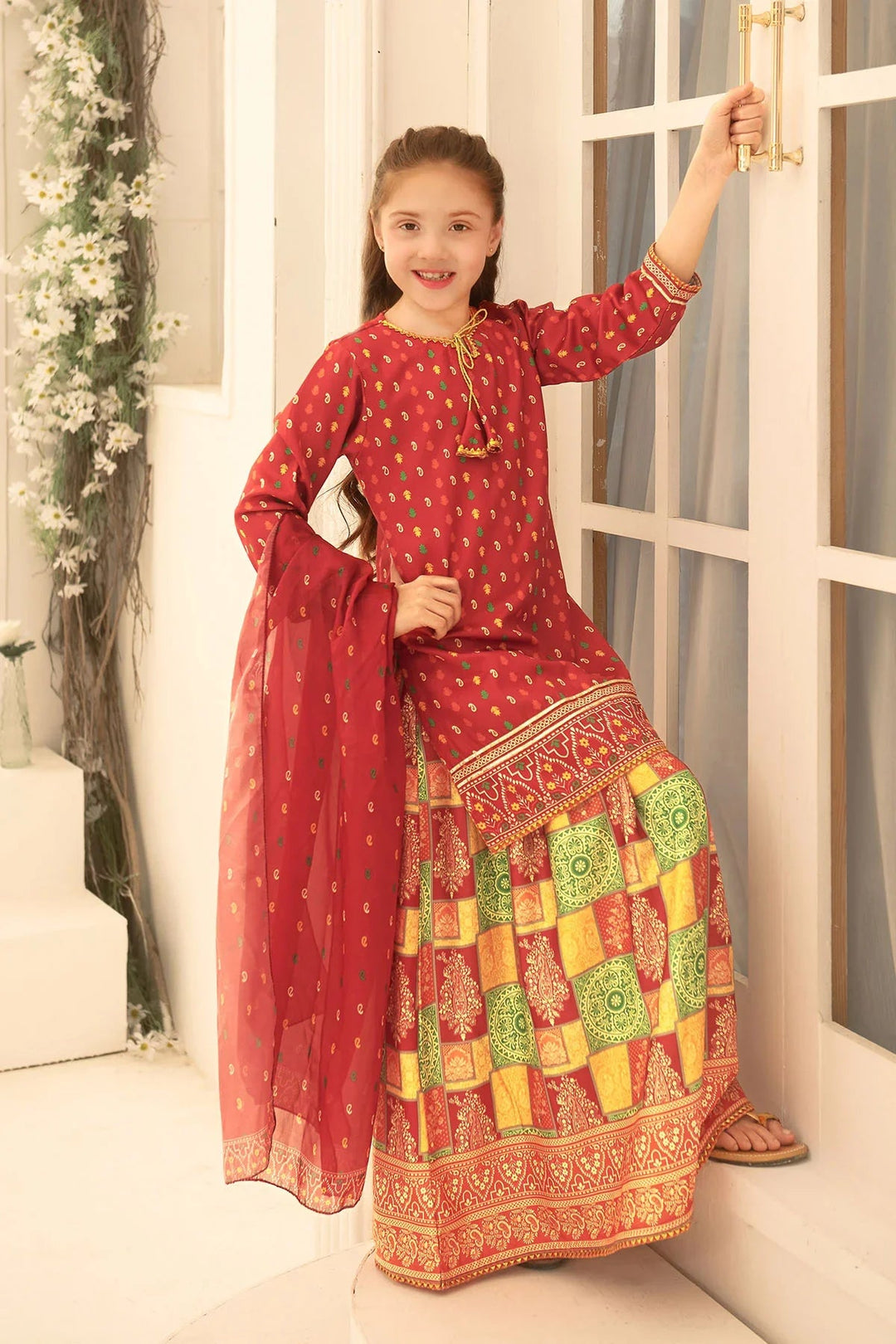 Ochre RTW Printed Girls 3 Piece Herringbone  INDP-19 - Summer Collection