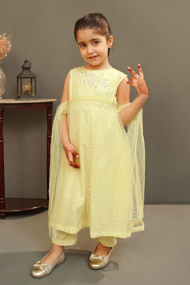 Ochre Girls Pret  Sequence Net Hand Adda Work 3 Piece Suit MAX-22 - Summer Collection