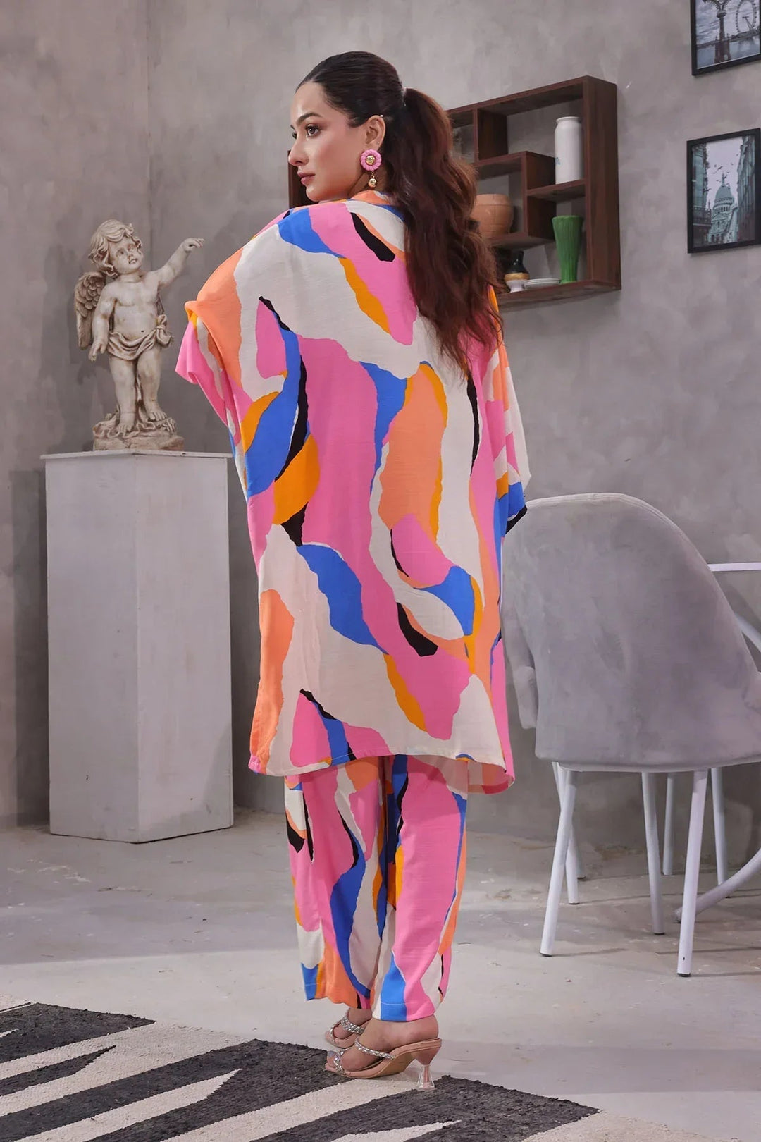 Ochre Women RTW Cotton 2 Piece Suit Pink Printed Irish Cotton - Festive Collection