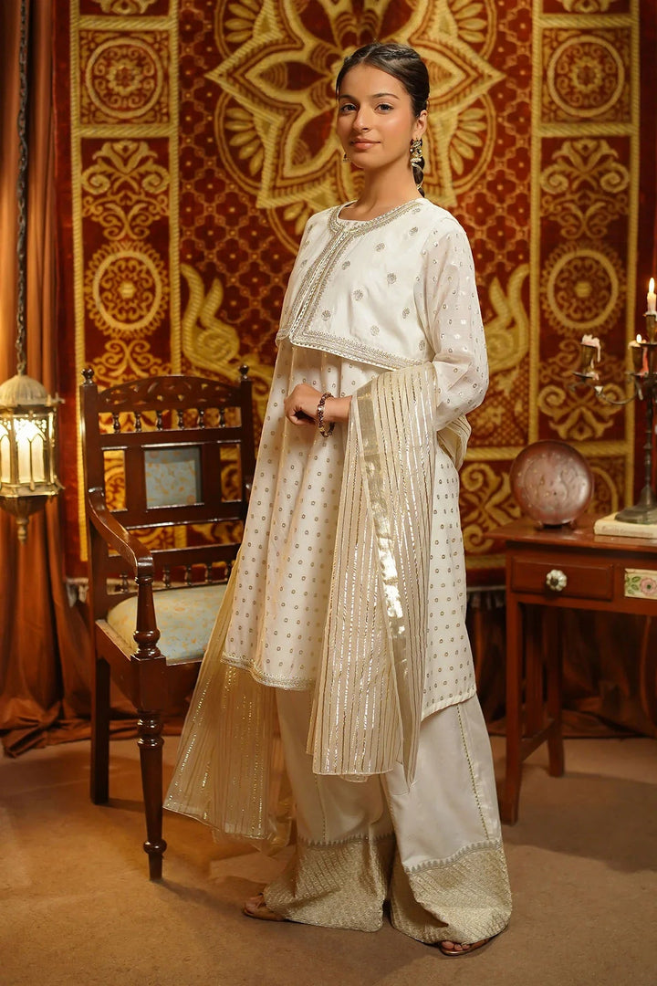 Ochre Girls Pret Embroidered Zari Jacquard 3 Piece Suit EX-16 - Winter Collection