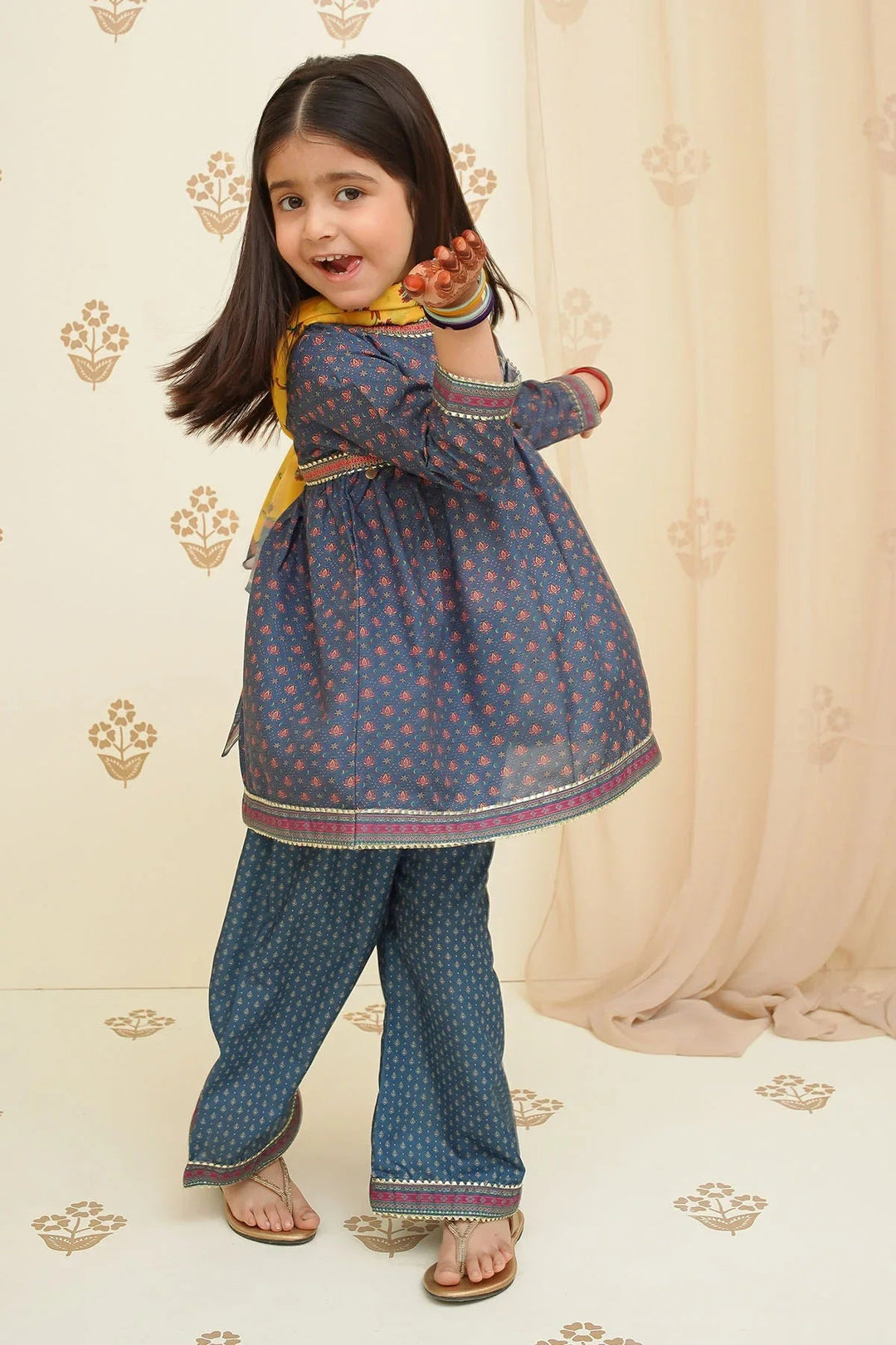 Ochre Girls Pret Printed Swiss Lawn 3 Piece Suit INDP-29 - Summer Collection