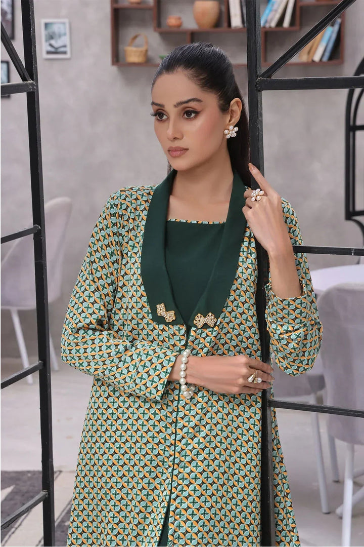 Ochre Women RTW Georgette 2 Piece Suit Green Printed Georgette - Festive Collection