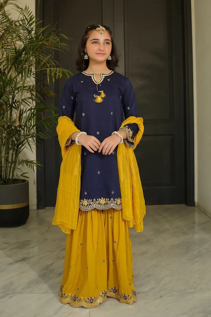 Ochre RTW Embroidered Girls 3 Piece Silk  MHD-12 - Winter Collection