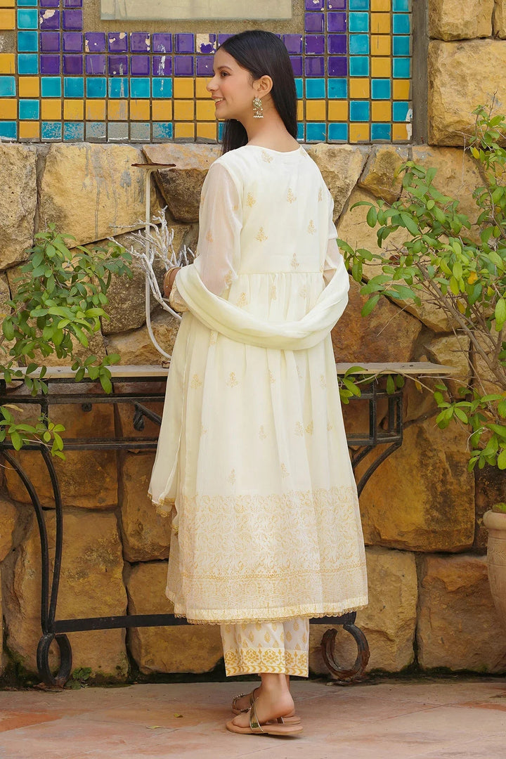 Ochre RTW Embroidered Girls 3 Piece Chiffon Hand Adda Work OFW-MAX-15 - Summer Collection