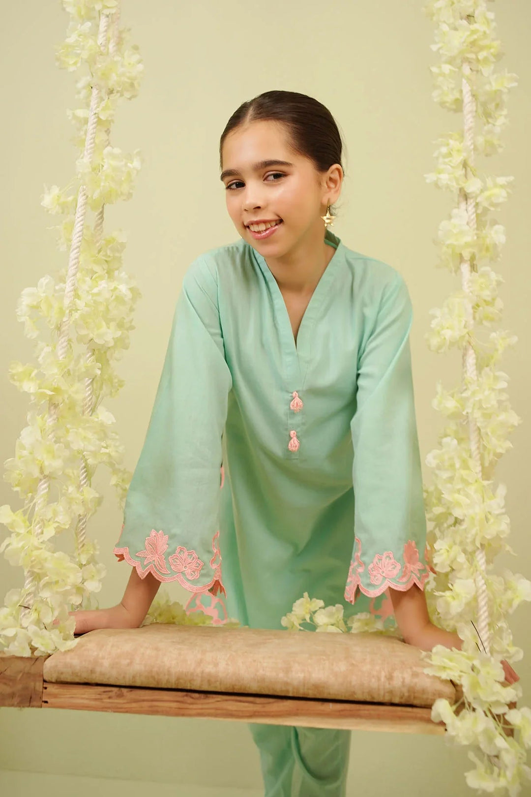 Ochre RTW Embroidered Girls 2 Piece Cotton  EMC-06 - Summer Collection