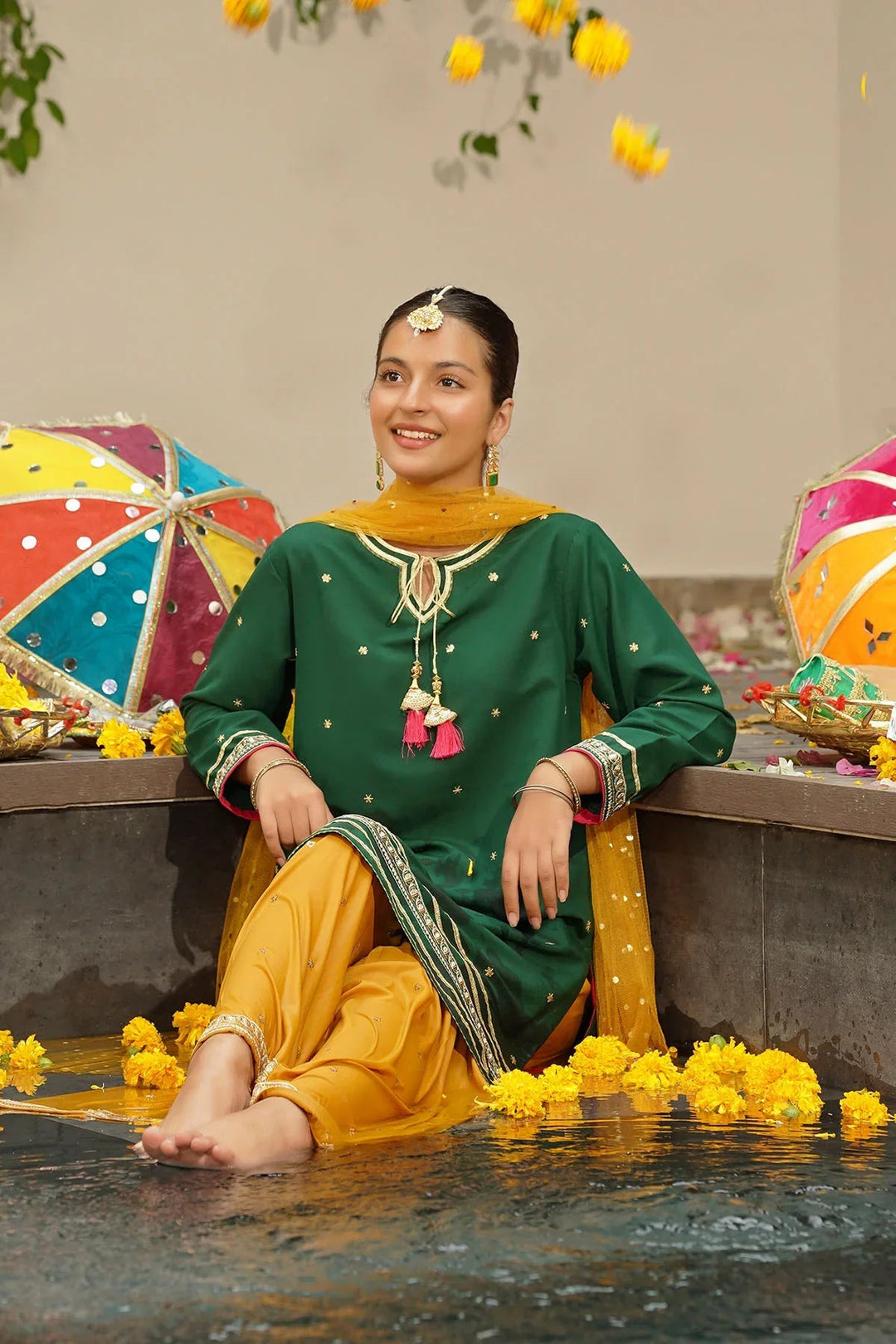 Ochre RTW Embroidered Girls 3 Piece Silk  MHD-11 - Winter Collection