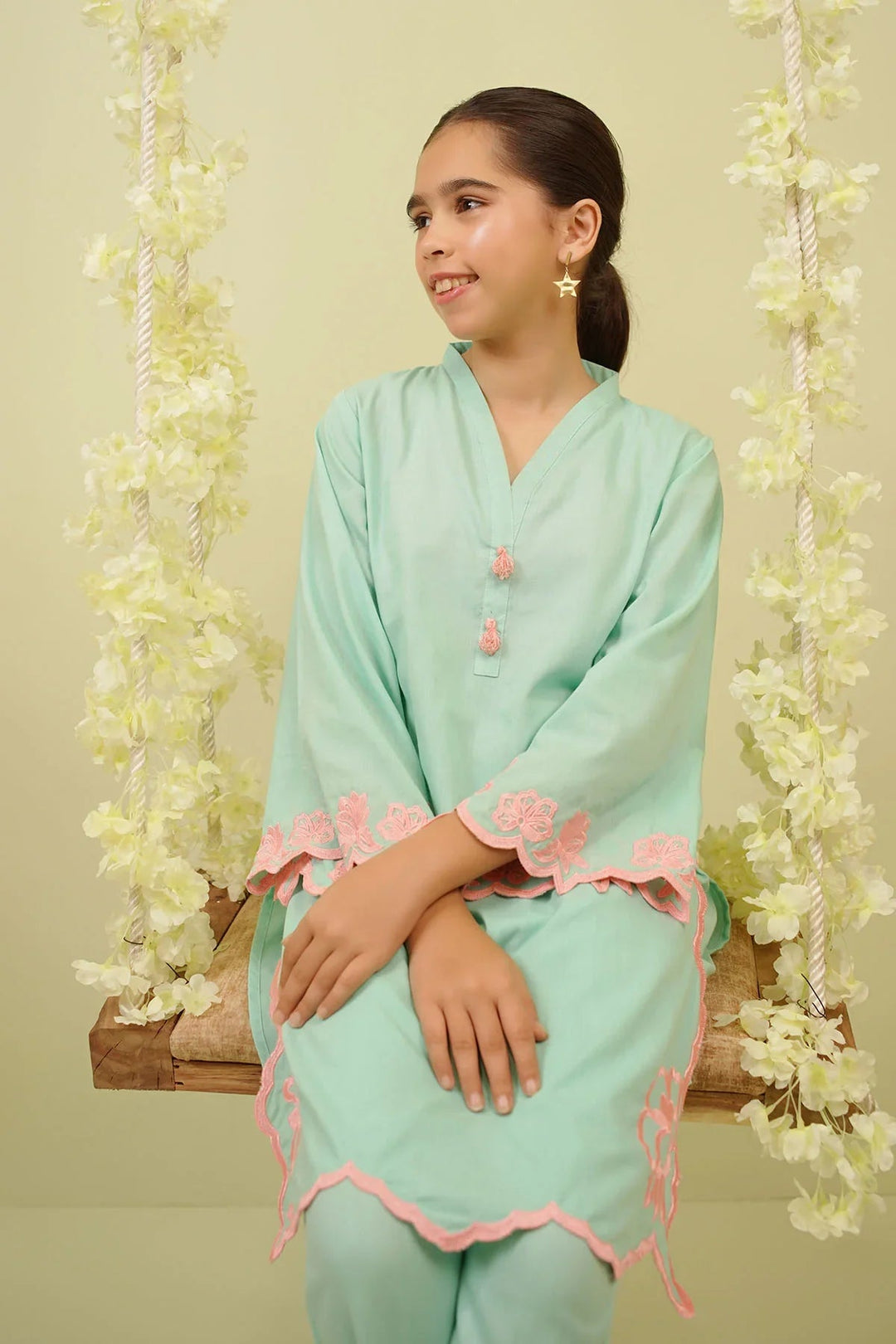 Ochre RTW Embroidered Girls 2 Piece Cotton  EMC-06 - Summer Collection