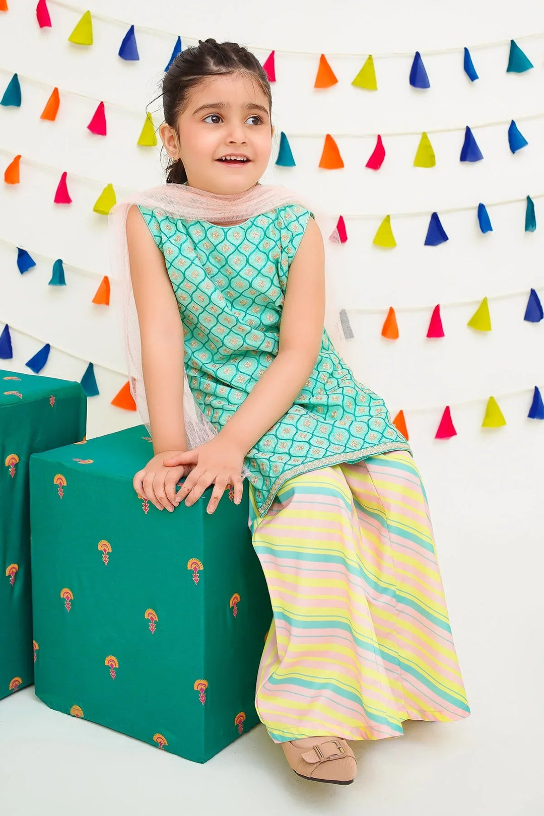 Ochre RTW Embroidered Girls 3 Piece Cotton  INCF-15 - Winter Collection