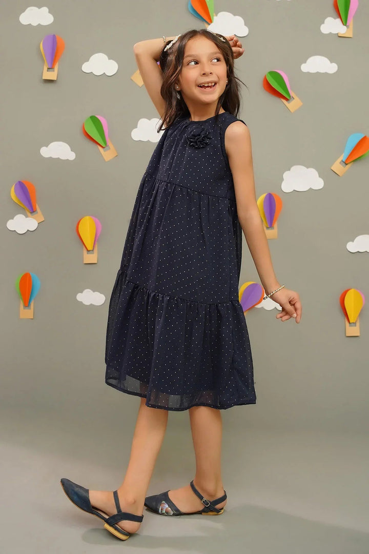 Ochre RTW Printed Girls 1 Piece Chiffon Chiffon Foil Dress INWD-05 - Summer Collection