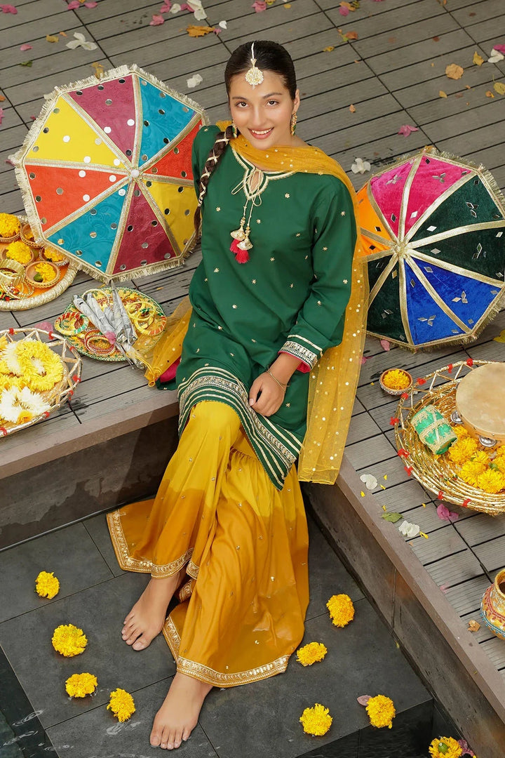 Ochre RTW Embroidered Girls 3 Piece Silk  MHD-11 - Winter Collection