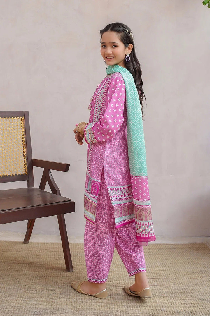 Ochre Girls Pret Printed Swiss Lawn 3 Piece Suit CORF-13 - Summer Collection