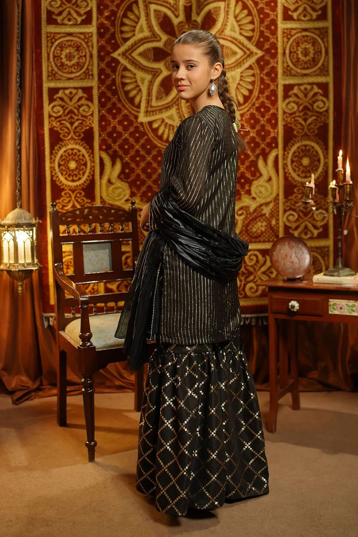 Ochre Girls Pret  Viscose Jacquard Hand Adda Work 3 Piece Suit EX-14 - Winter Collection