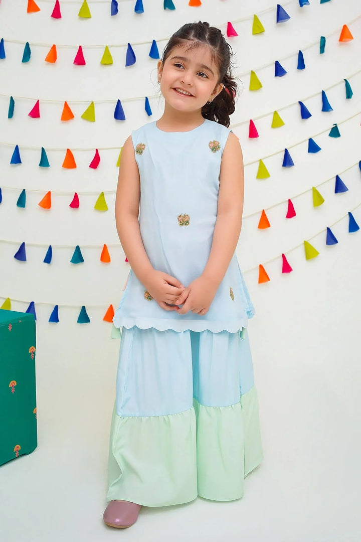 Ochre RTW Embroidered Girls 3 Piece Chiffon Hand Adda Work INCF-14 - Summer Collection