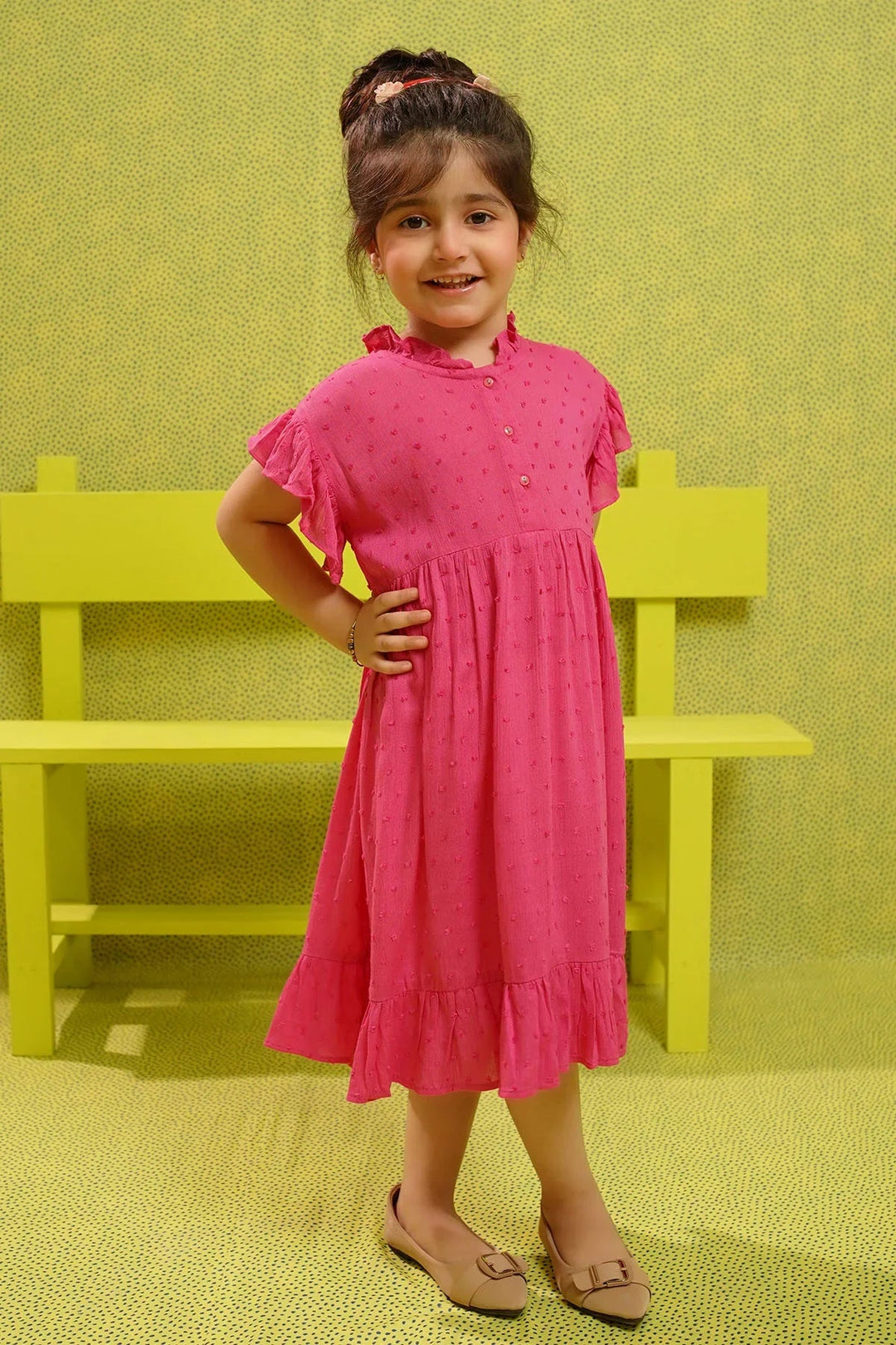 Ochre RTW Embroidered Girls 1 Piece Cotton Broshia Dress INWD-10 - Summer Collection