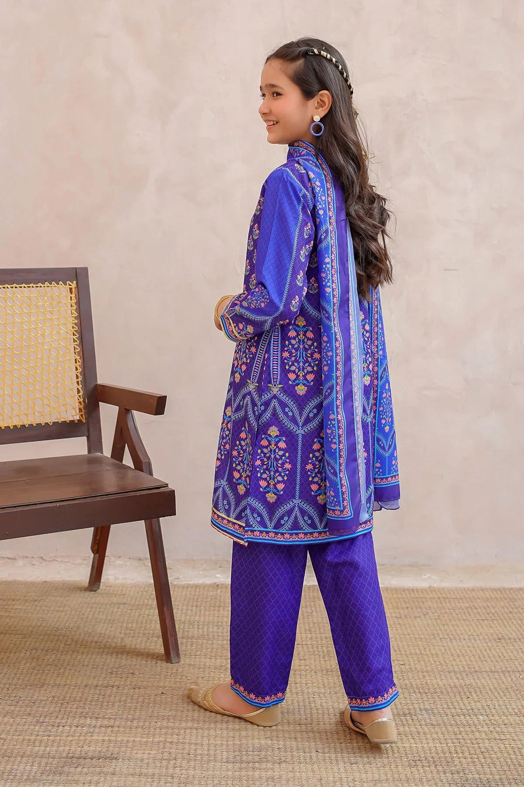 Ochre Girls Pret Printed Swiss Lawn 3 Piece Suit CORF-12 - Summer Collection