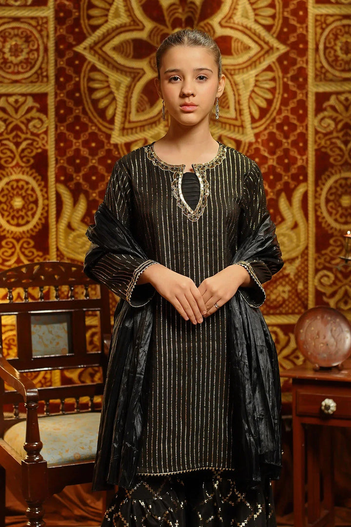 Ochre Girls Pret  Viscose Jacquard Hand Adda Work 3 Piece Suit EX-14 - Winter Collection