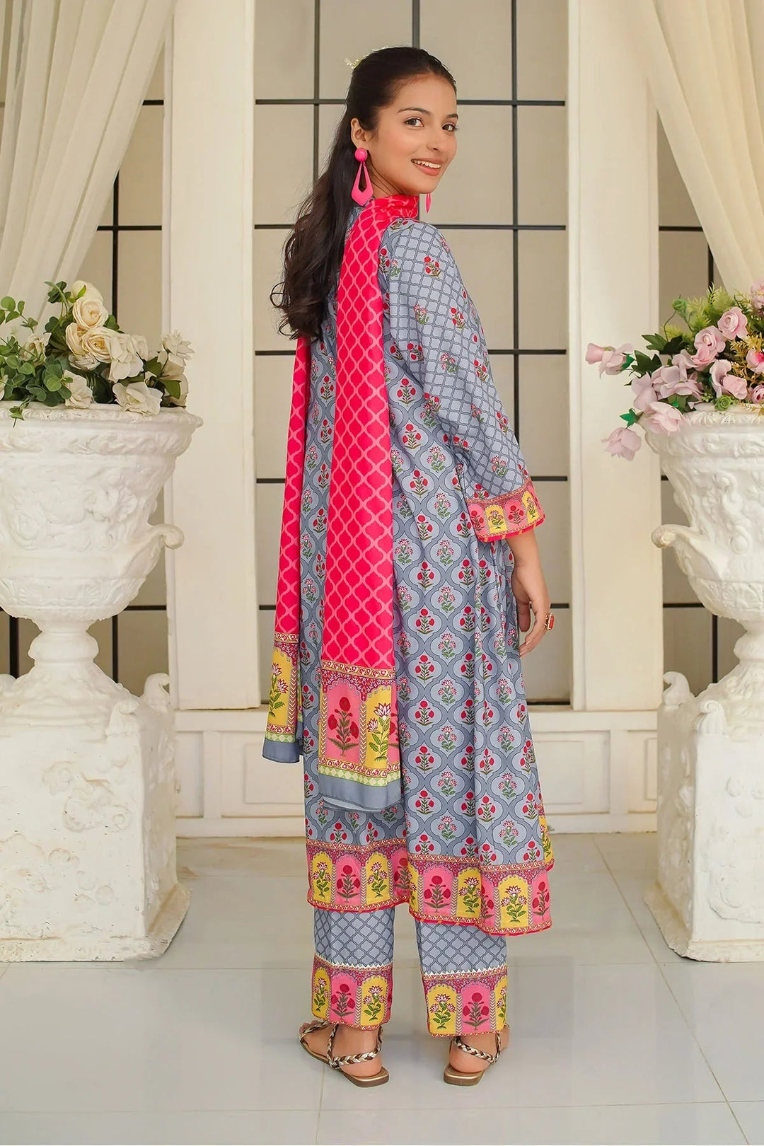 Ochre Girls Pret Printed Swiss Lawn 3 Piece Suit CORF-18 - Summer Collection