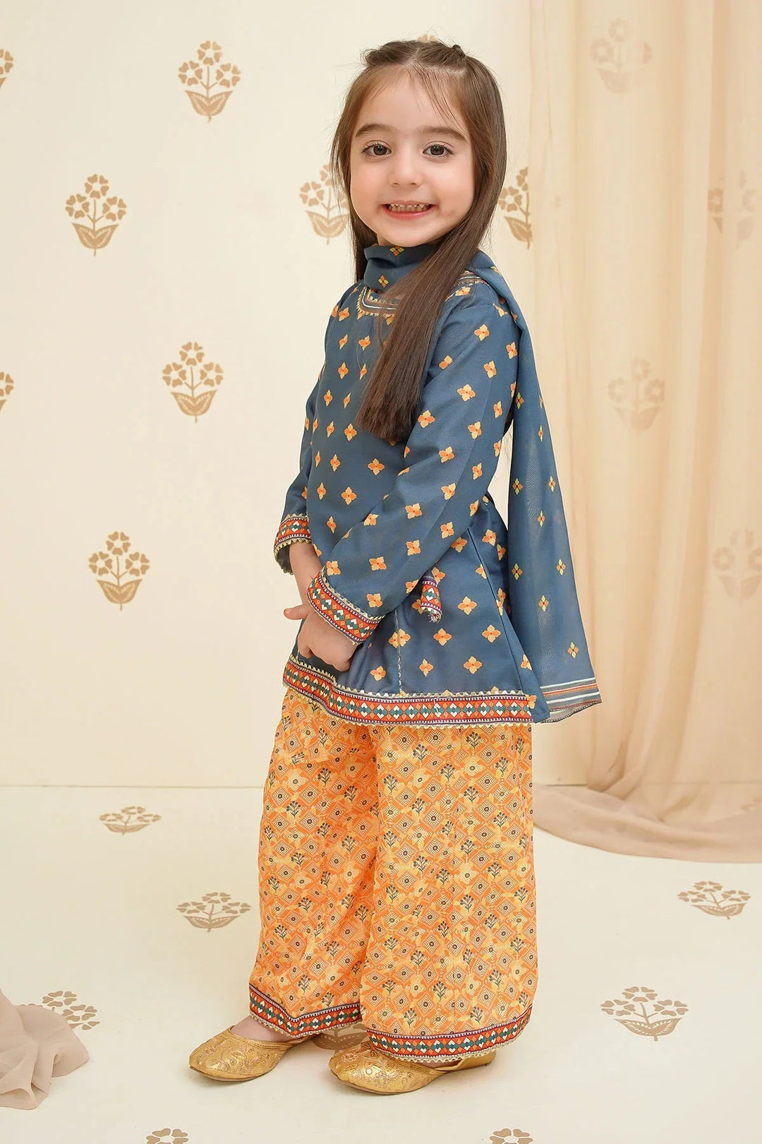 Ochre Girls Pret Printed Swiss Lawn 3 Piece Suit INDP-27 - Summer Collection