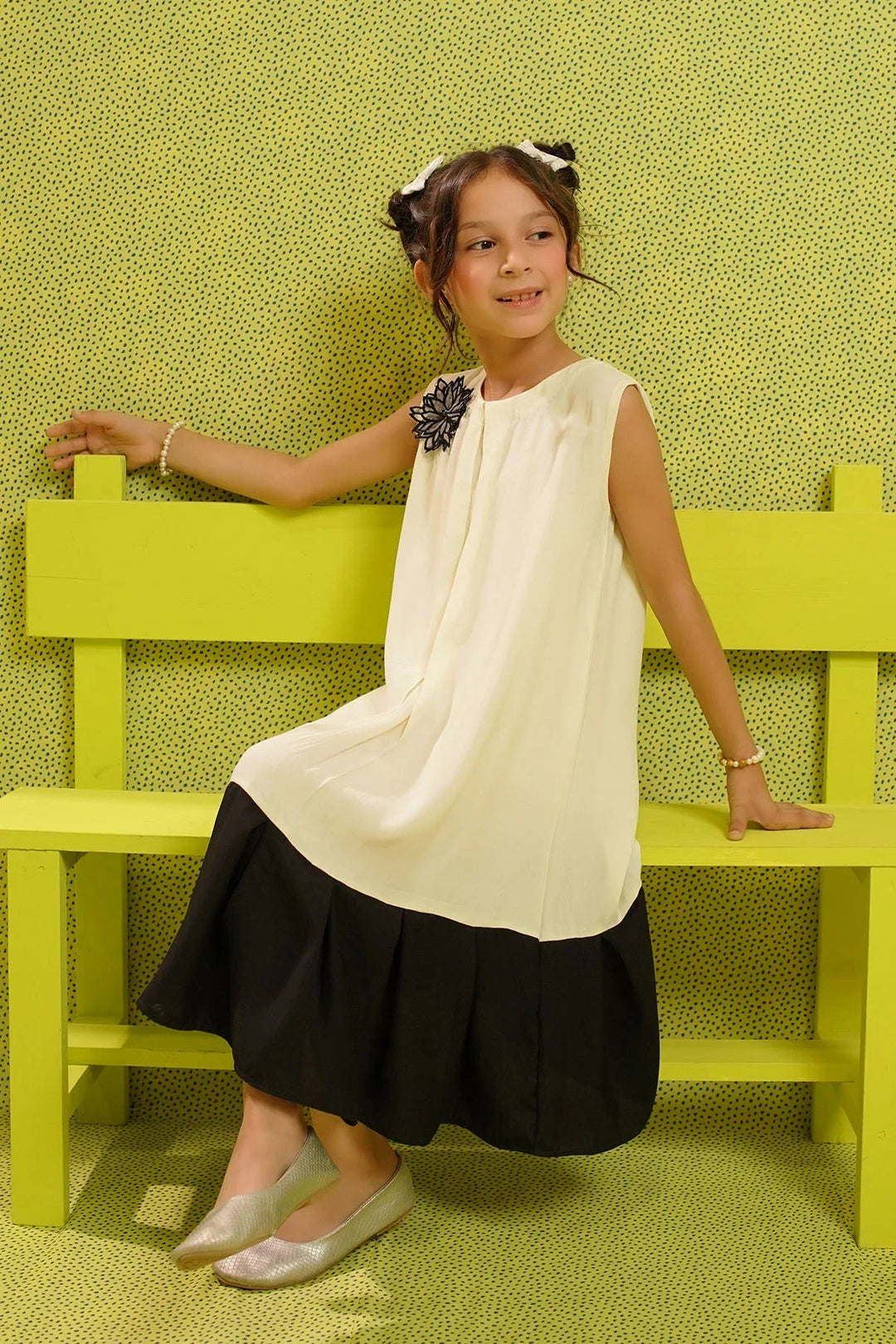 Ochre RTW Embroidered Girls 1 Piece Cotton Crepe Dress INWD-08 - Summer Collection