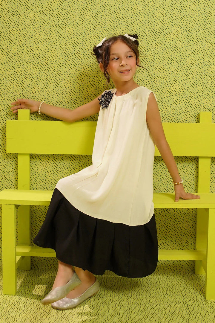 Ochre RTW Embroidered Girls 1 Piece Cotton Crepe Dress INWD-08 - Summer Collection