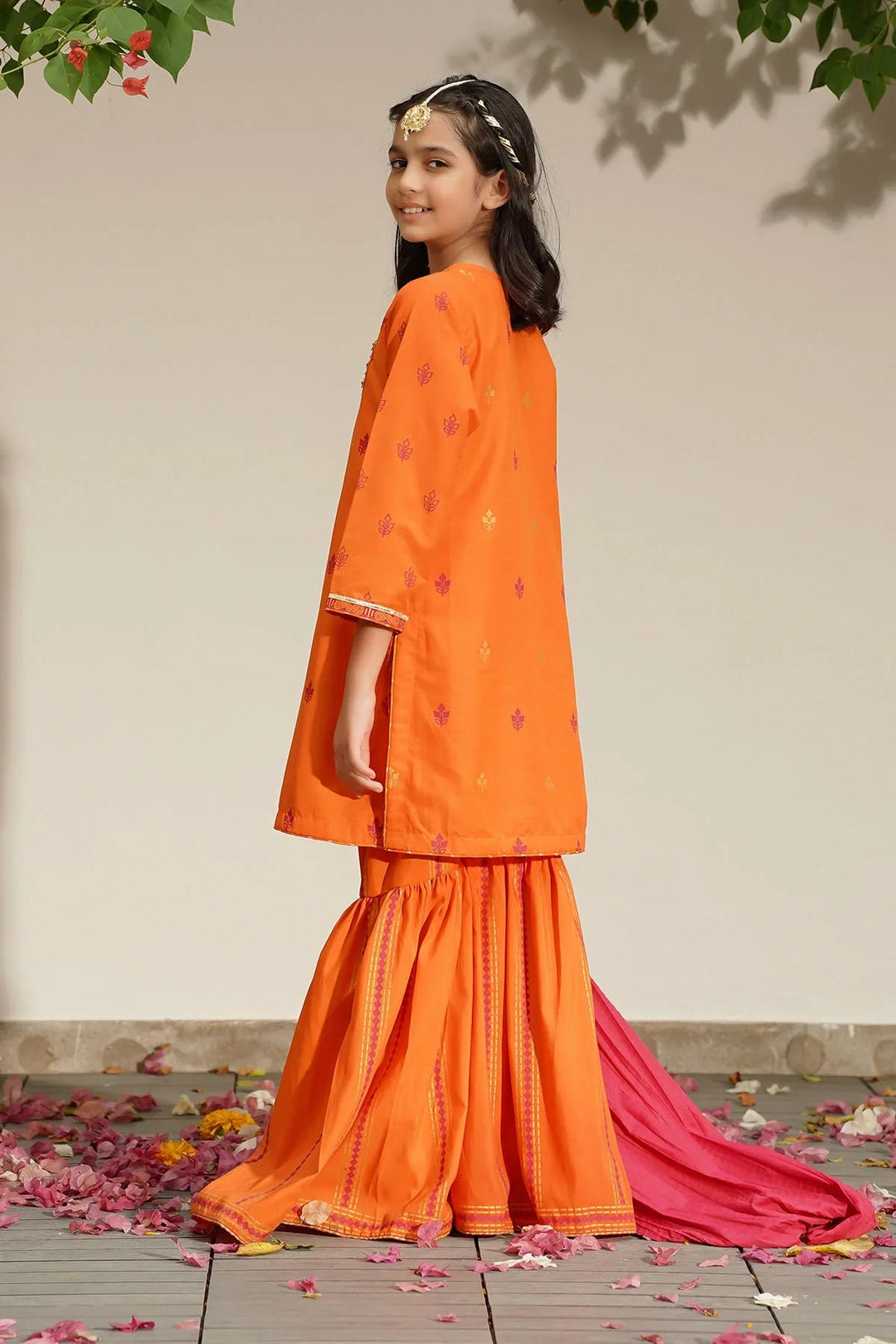 Ochre RTW Embroidered Girls 3 Piece Silk Hand Adda Work MHD-09 - Winter Collection