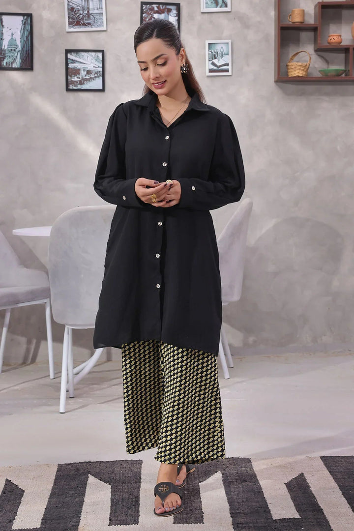 Ochre Women RTW Georgette 2 Piece Suit Black Georgette - Festive Collection