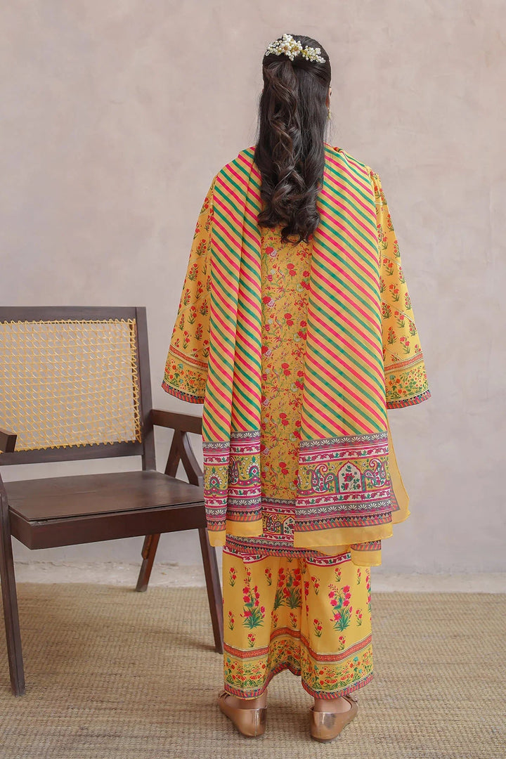 Ochre Girls Pret Printed Swiss Lawn 3 Piece Suit CORF-11 - Summer Collection
