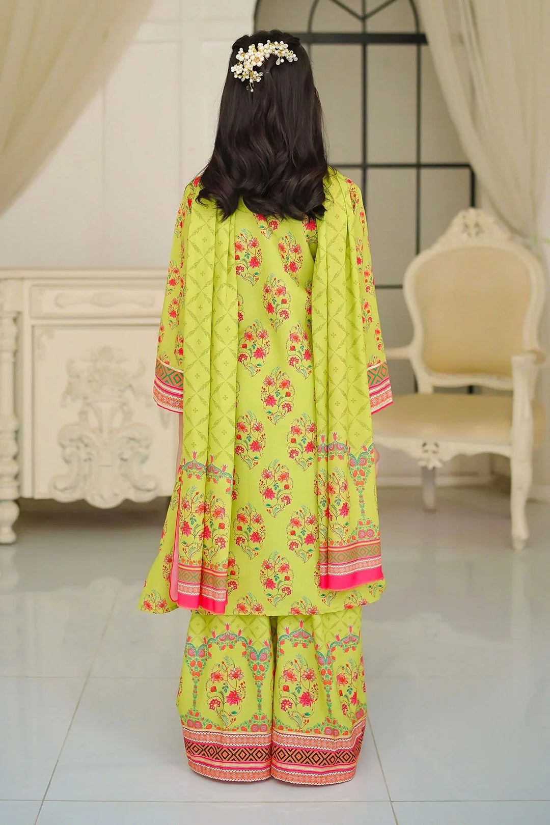 Ochre Girls Pret Printed Swiss Lawn 3 Piece Suit CORF-16 - Summer Collection