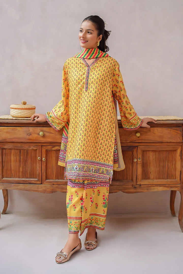Ochre Girls Pret Printed Swiss Lawn 3 Piece Suit CORF-11 - Summer Collection