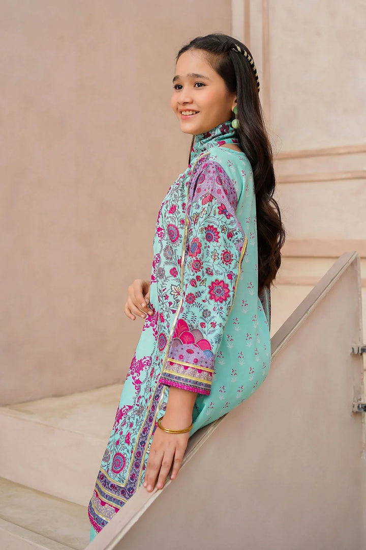 Ochre Girls Pret Printed Swiss Lawn 3 Piece Suit CORF-06 - Summer Collection