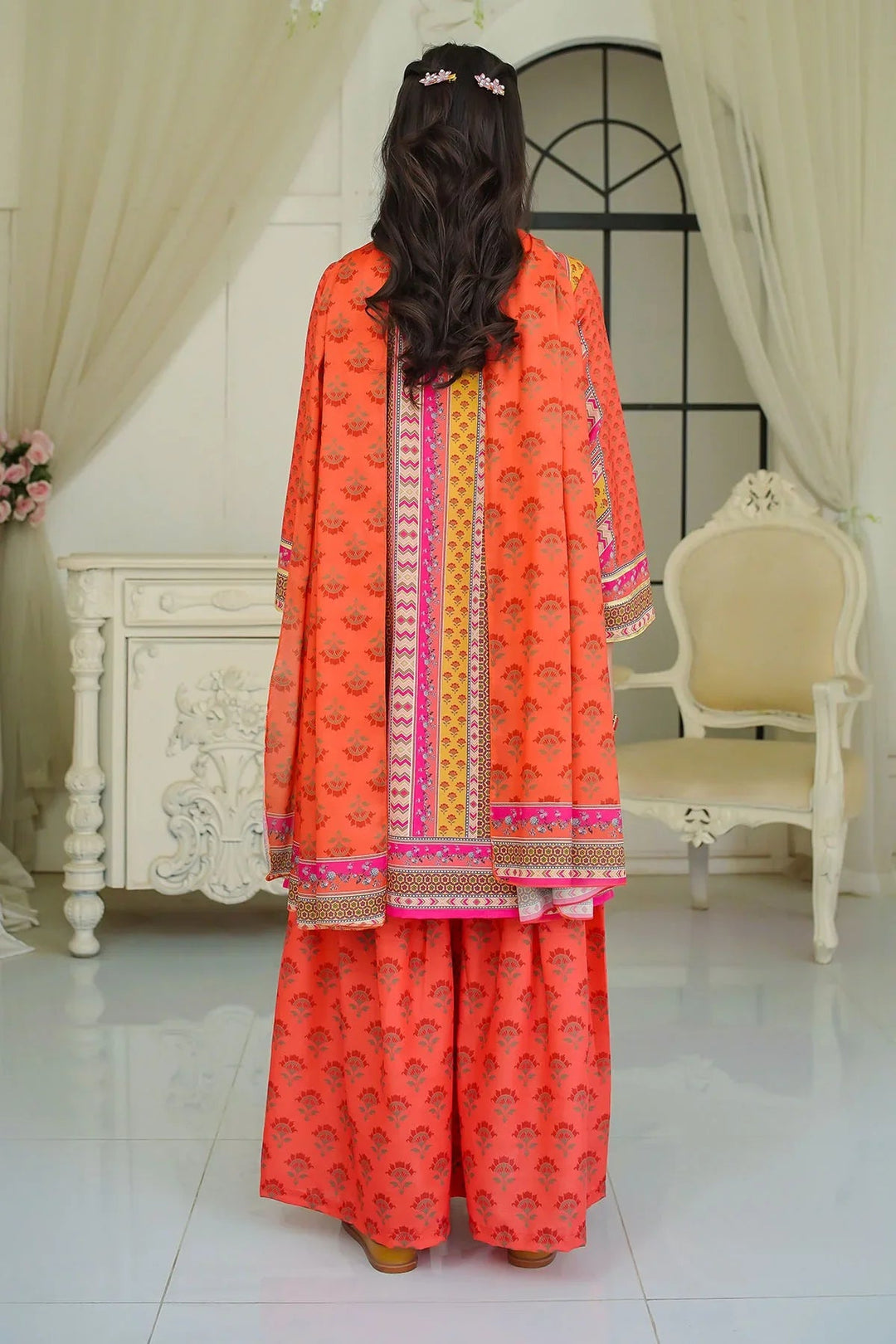 Ochre Girls Pret Printed Swiss Lawn 3 Piece Suit CORF-14 - Summer Collection