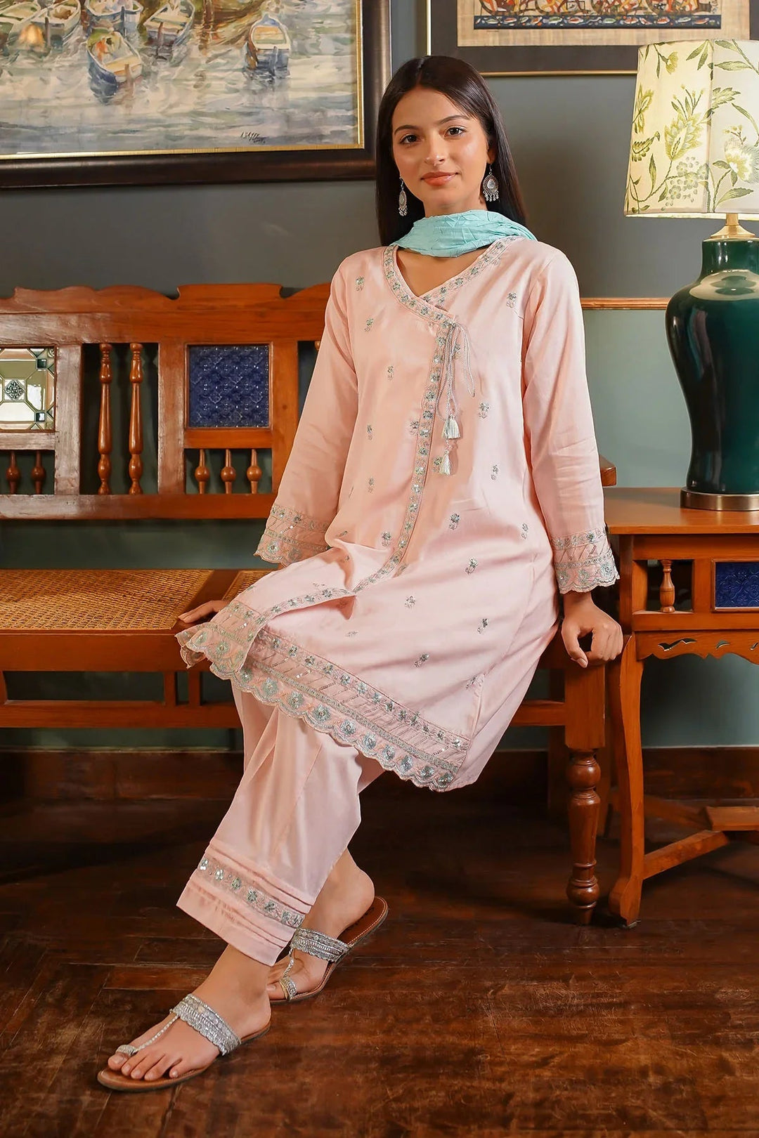 Ochre Girls Pret Embroidered Cotton 3 Piece Suit EMCF-05 - Summer Collection