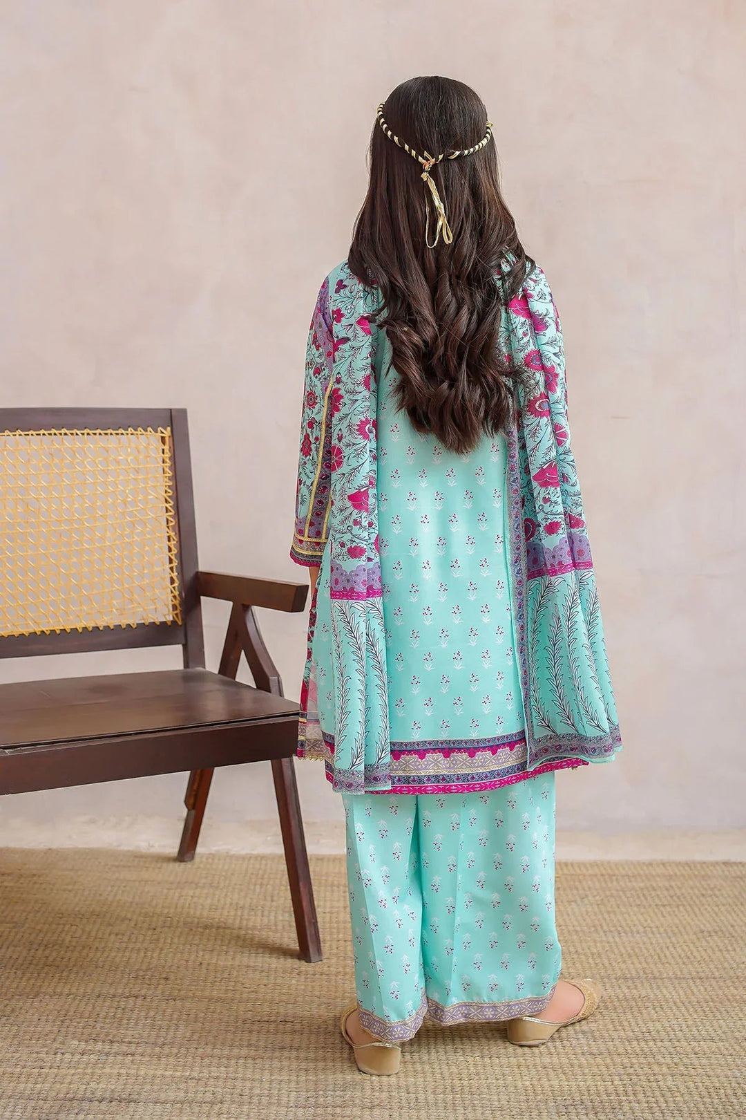 Ochre Girls Pret Printed Swiss Lawn 3 Piece Suit CORF-06 - Summer Collection