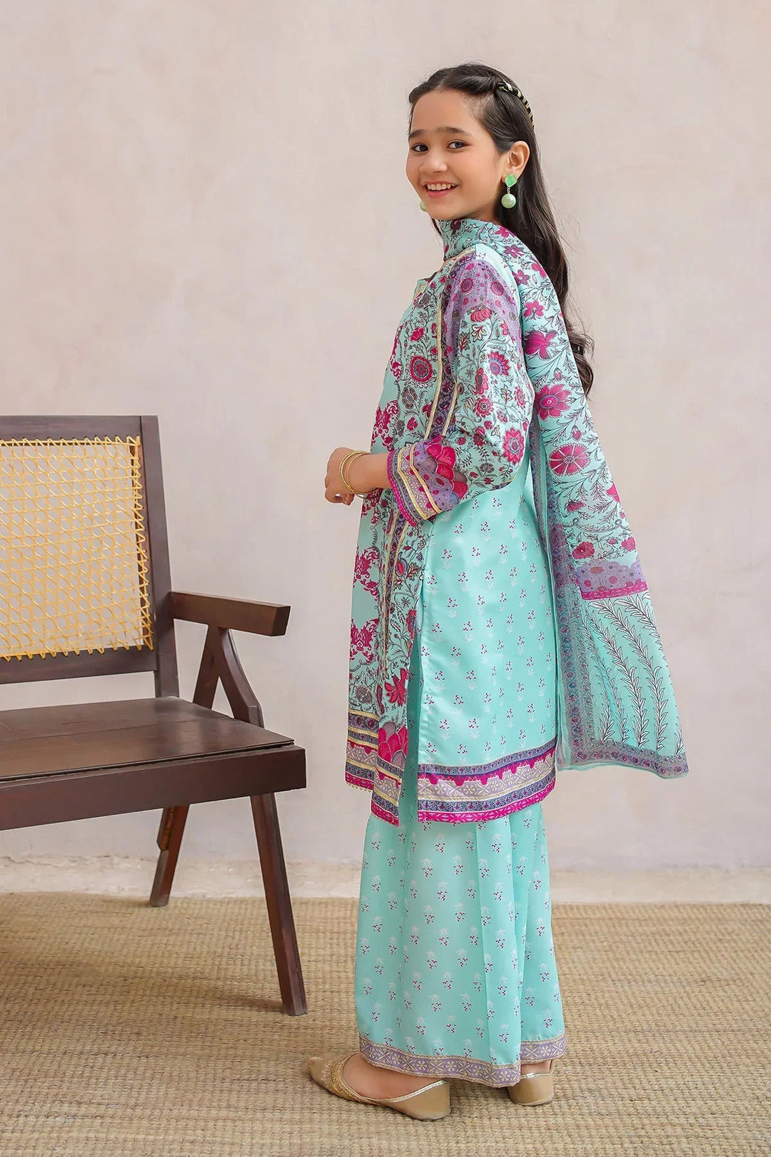 Ochre Girls Pret Printed Swiss Lawn 3 Piece Suit CORF-06 - Summer Collection