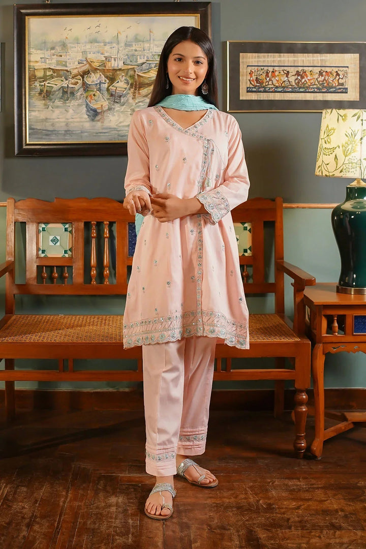 Ochre Girls Pret Embroidered Cotton 3 Piece Suit EMCF-05 - Summer Collection