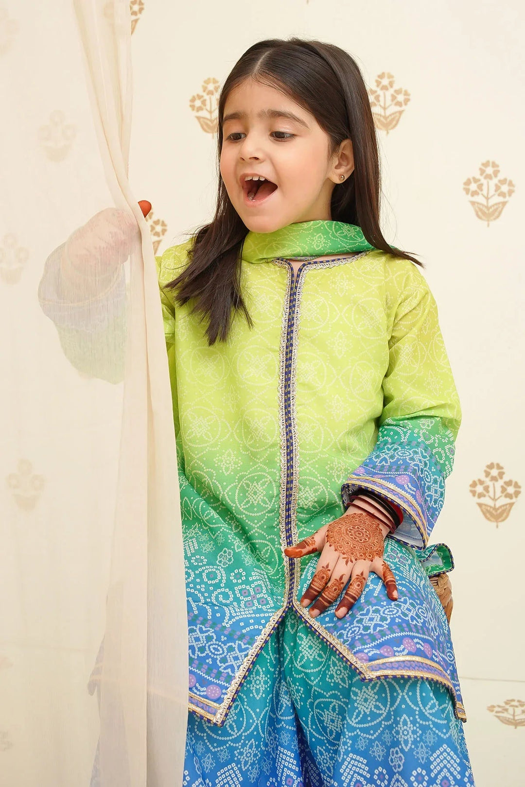 Ochre Girls Pret Printed Swiss Lawn 3 Piece Suit INDP-23 - Summer Collection