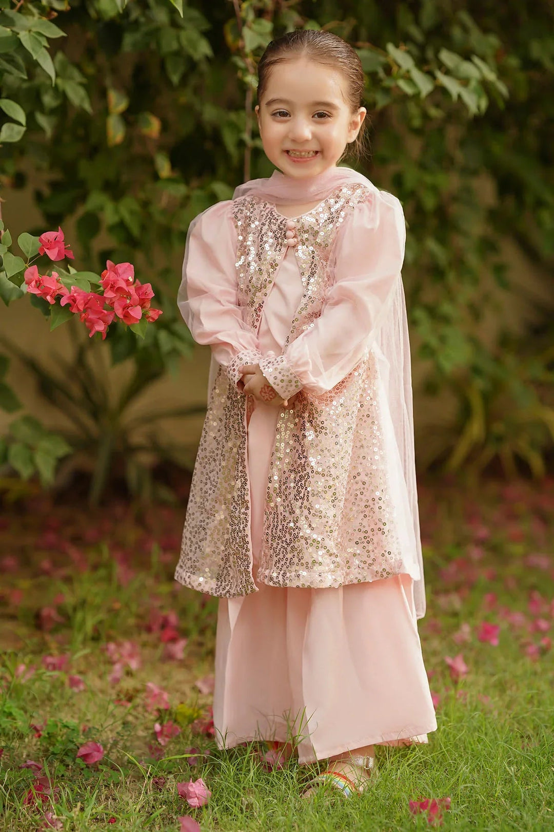 Ochre RTW Embroidered Girls 3 Piece Net Sequence INSHD-08 - Summer Collection