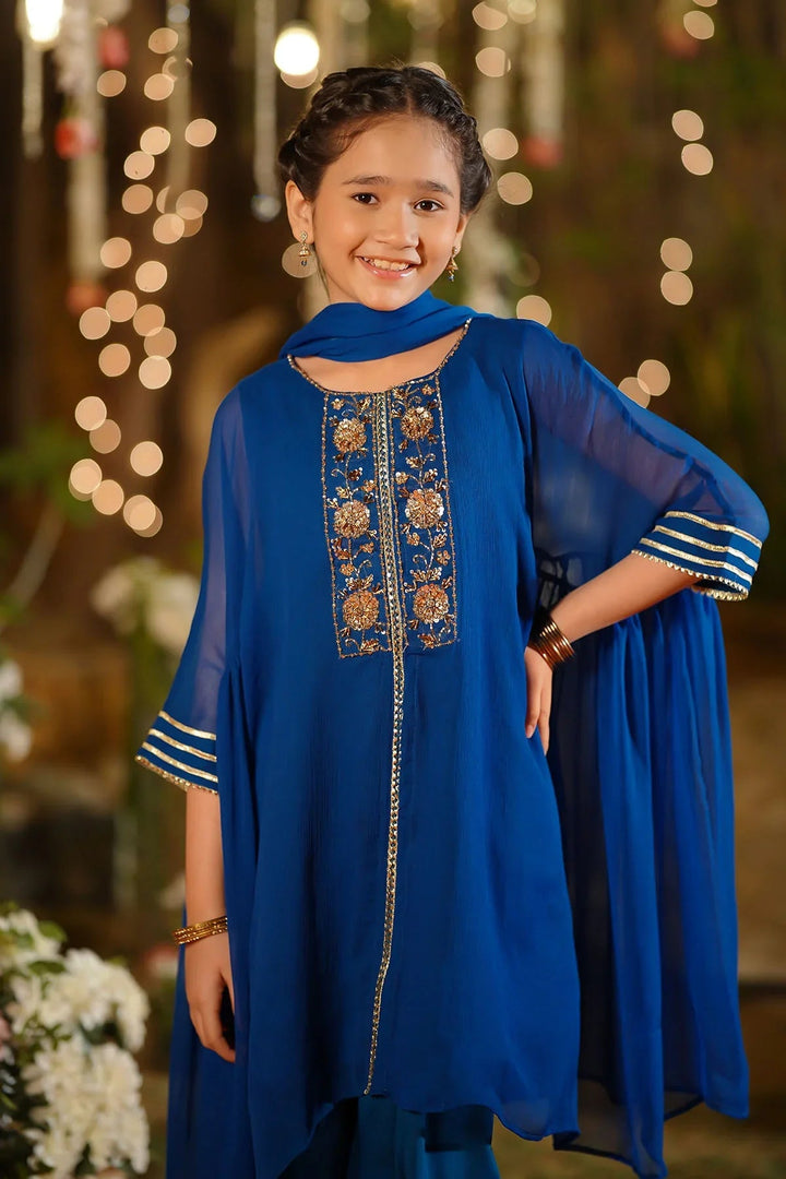 Ochre Girls Pret  Chiffon Hand Adda Work 3 Piece Suit AC-75 - Summer Collection