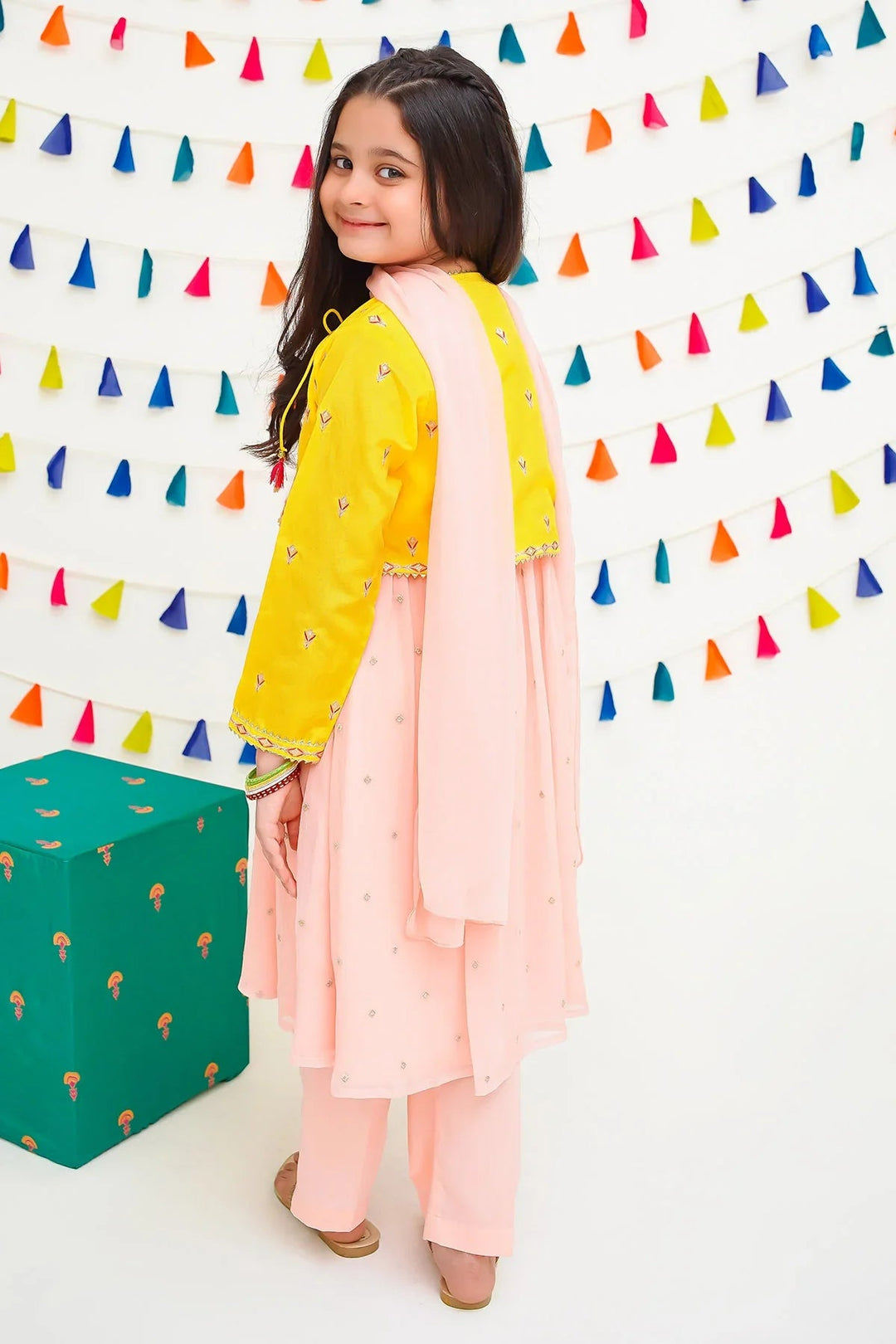 Ochre RTW Embroidered Girls 3 Piece Chiffon  INCF-07 - Summer Collection