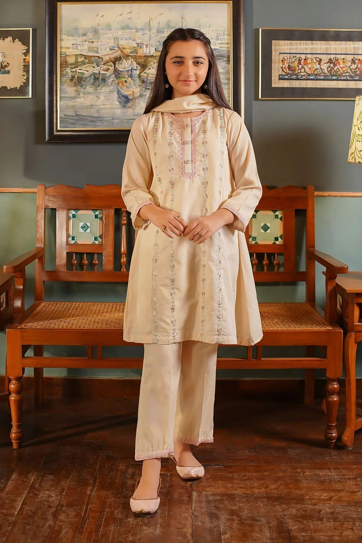 Ochre Girls Pret Embroidered Cotton 3 Piece Suit EMCF-04 - Summer Collection