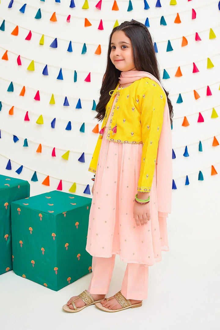 Ochre RTW Embroidered Girls 3 Piece Chiffon  INCF-07 - Summer Collection