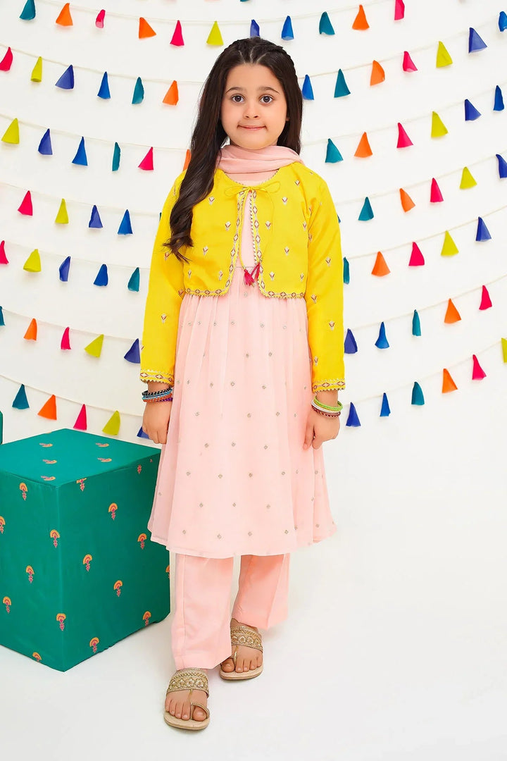 Ochre RTW Embroidered Girls 3 Piece Chiffon  INCF-07 - Summer Collection